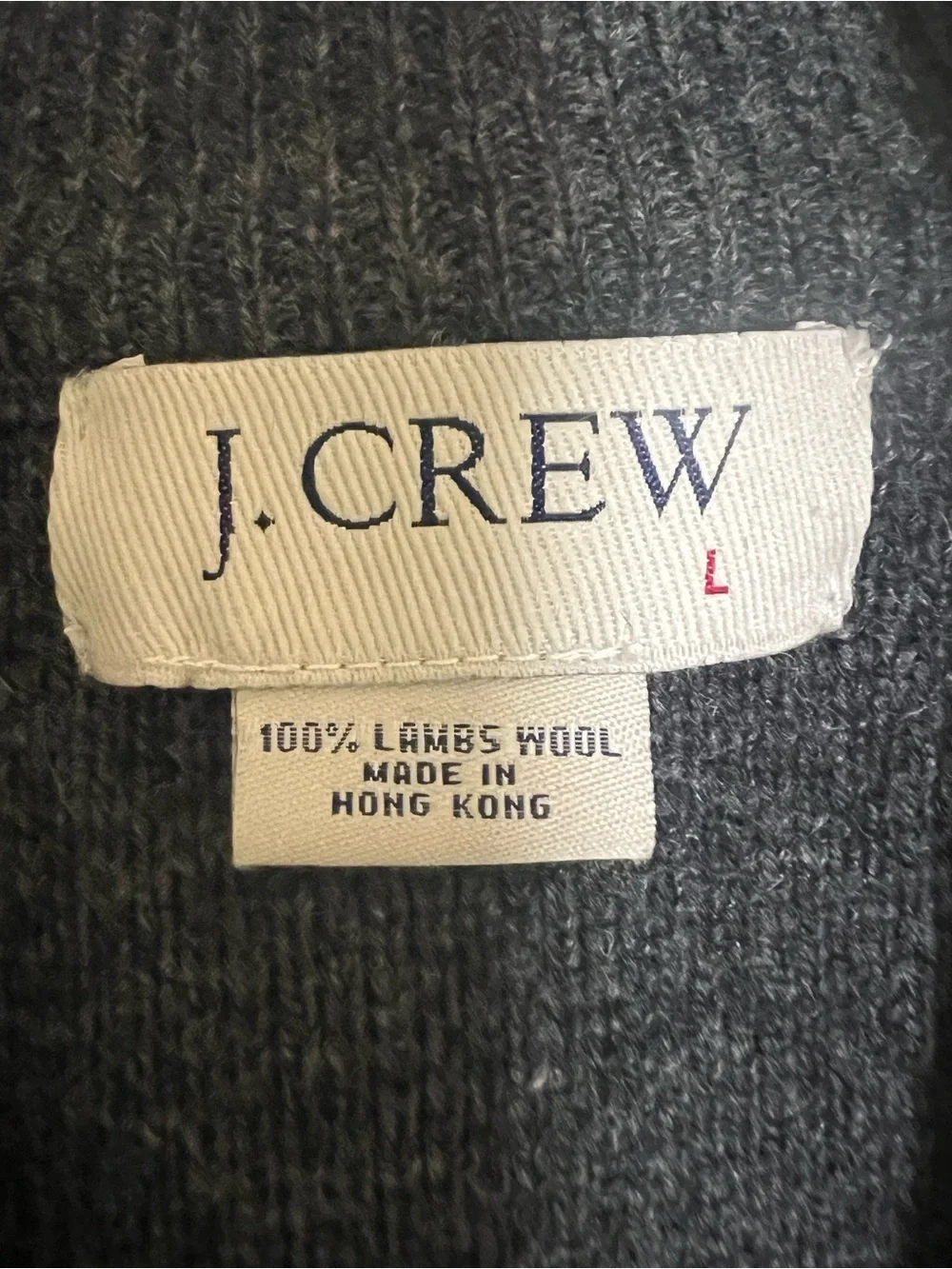 J. Crew Men’s Dark Charcoal Gray Full Zip Wool Mock Neck Sweater
